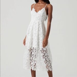 Astr White Lace Midi Dress